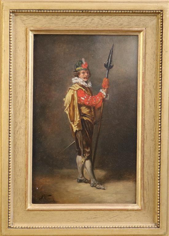 19th century Continental School Study of a 17th century guardsman 10.5 x 6.5in.